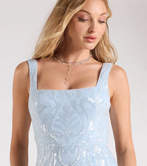 Taylor Lace-Up Slit Sequin Formal Dress