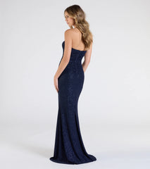 Everly Strapless Slit Mermaid Glitter Formal Dress