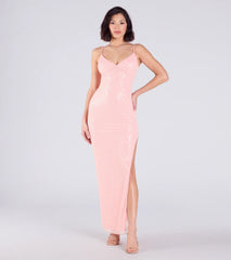 Dovie Sequin Beaded Mesh Column Dress