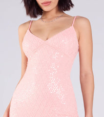 Dovie Sequin Beaded Mesh Column Dress