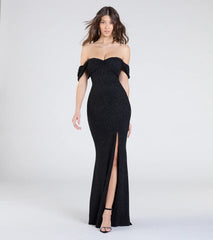 Tamara Off-The-Shoulder Mermaid Glitter Formal Dress