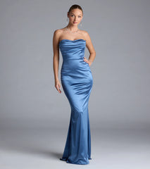 Priscilla Formal Satin Strapless Mermaid Dress