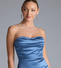 Priscilla Formal Satin Strapless Mermaid Dress