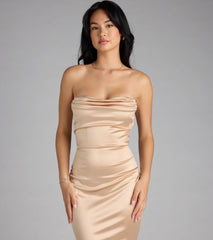 Priscilla Formal Satin Strapless Mermaid Dress