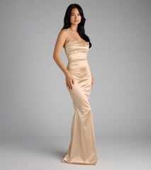 Priscilla Formal Satin Strapless Mermaid Dress