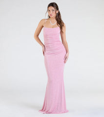 Kylie Lace-Up Mermaid Glitter Formal Dress