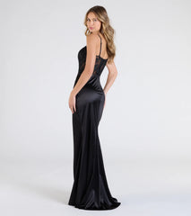 Lucia Lace Corset Slit Satin Formal Dress