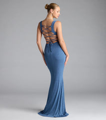 Shelia Lace-Up Mermaid Glitter Formal Dress