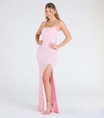 Dana Tie Back Slit Sequin Formal Dress