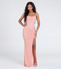 Diane Lace-Up Slit Mermaid Glitter Formal Dress