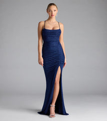 Diane Lace-Up Slit Mermaid Glitter Formal Dress