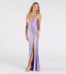 Becky V-Neck Tie-Back Slit Mermaid Dress
