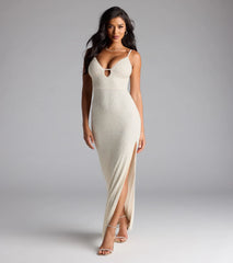 Aiza V-Neck Slit Beaded Formal Dress