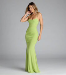 Jae Formal Mesh Ruched Mermaid Long Dress