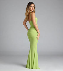 Jae Formal Mesh Ruched Mermaid Long Dress