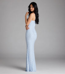 Elliot Rhinestone And Pearl Mesh Mermaid Dress