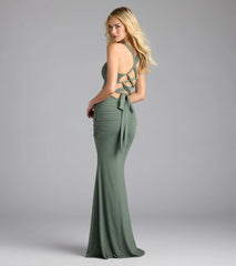 Tatiana Lace-Up Mermaid Glitter Formal Dress