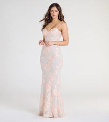 Nicollet Lace-Up Mermaid Floral Formal Dress