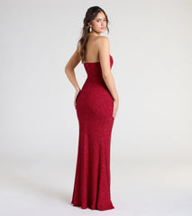 Perry Glitter Knit Wrap Slit Mermaid Dress