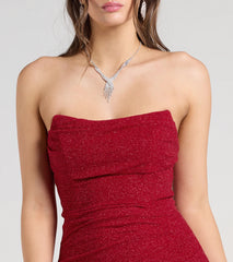 Perry Glitter Knit Wrap Slit Mermaid Dress