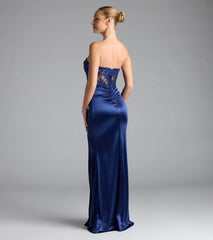 Paula Satin Strapless High Slit Mermaid Dress