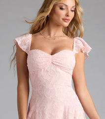 Vittoria Flutter Sleeve A-Line Chiffon Formal Dress