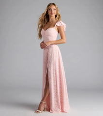 Vittoria Flutter Sleeve A-Line Chiffon Formal Dress