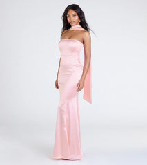 Santana Strapless Scarf Mermaid Satin Formal Dress
