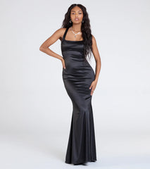 Rosella Open Back Mermaid Satin Formal Dress