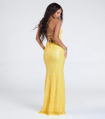 Saige Formal Sequin Lace-Up Mermaid Dress