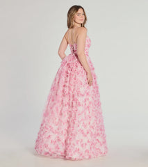 Caitlyn Lace-Up Rose Floral A-Line Formal Dress