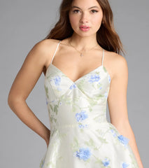 Nalini Lace-Up A-Line Floral Ball Gown