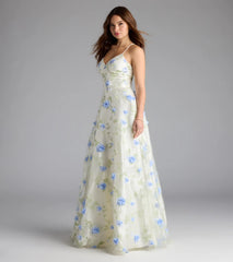 Nalini Lace-Up A-Line Floral Ball Gown