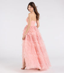 Amabella Ruffled Glitter Tulle Ball Gown