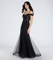 Cleo Floral Embroidered Tulle Corset Mermaid Gown