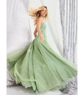 Petra Sequin Floral Applique Glitter Tulle Gown