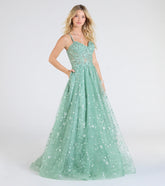 Adrienne Corset A-Line Glitter Mesh Ball Gown