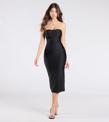 Fabulous Allure Strapless Bodycon Midi Dress