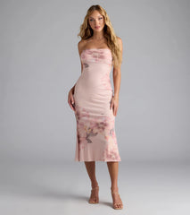 Botanical Beauty Floral Mesh Midi Dress