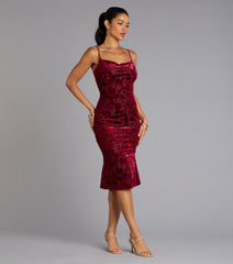 Oh-So-Chic Floral Velvet Burnout Midi Dress