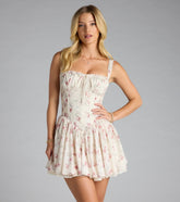 Laced Up And Lovely Floral Corset Dress