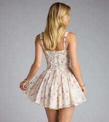 Laced Up And Lovely Floral Corset Dress