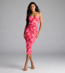 Petal Perfection Floral Ruched Midi Dress