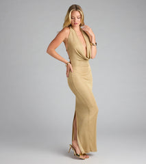 Glow Goddess Strappy Back Metallic Knit Maxi Dress