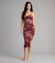 Sweet Spice Floral Mesh Midi Dress