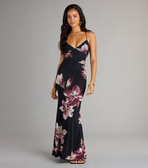 Flirty Twist Floral Lace-Up Maxi Dress