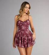 Sweet Like Honey Floral Lace Skater Mini Dress