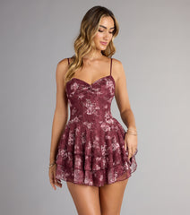 Sweet Like Honey Floral Lace Skater Mini Dress