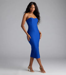 Serving Chic Vibes Strapless Bodycon Midi Dress