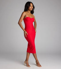 Serving Chic Vibes Strapless Bodycon Midi Dress